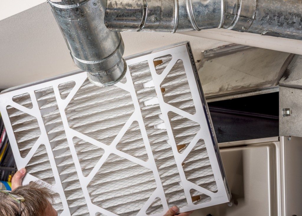 Man holding the furnace filter
