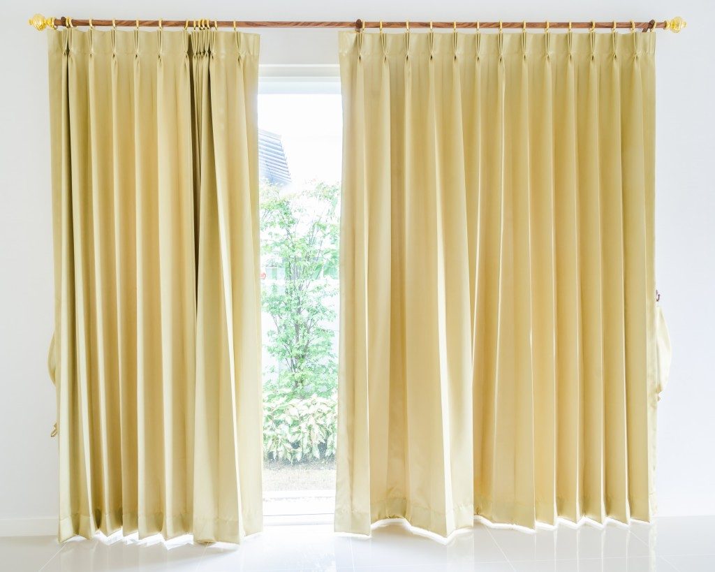 Gold living room curtain