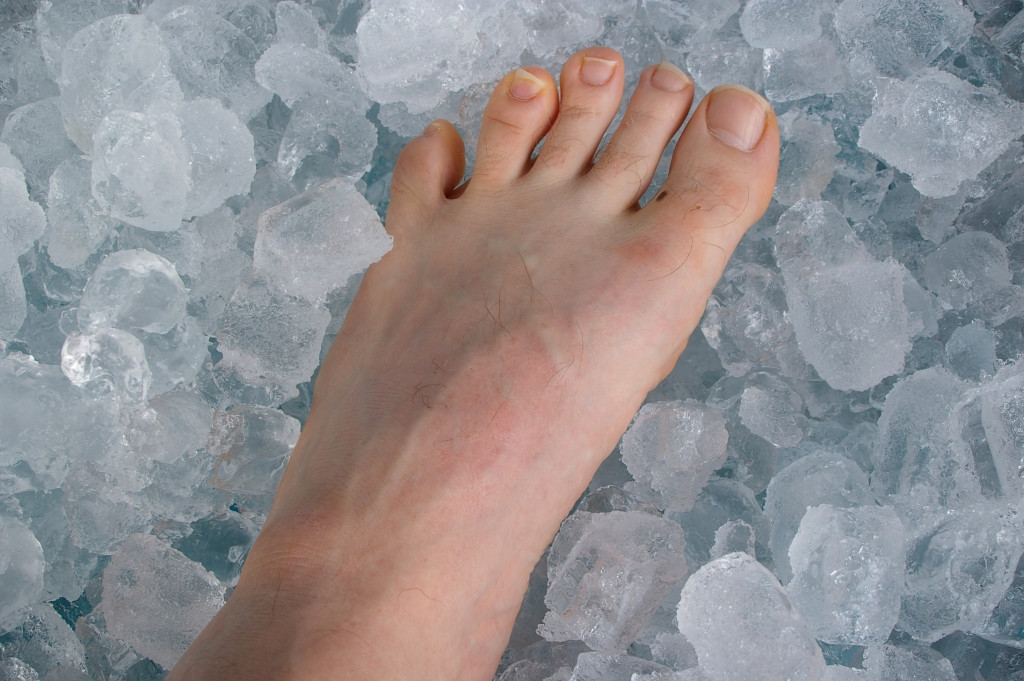 foot on ice