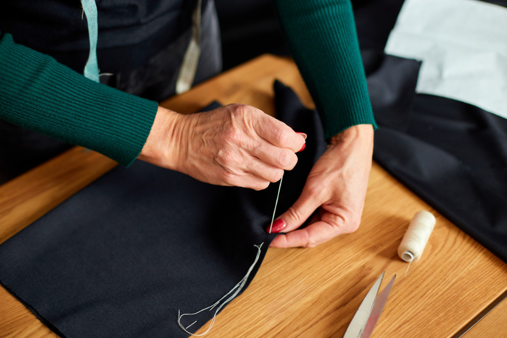 a person sewing