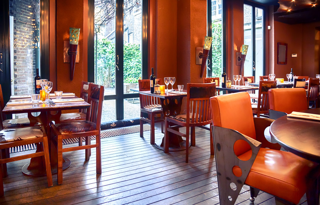 Empty evening restaurant interior