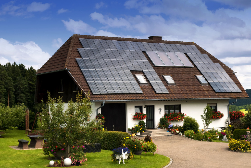 A house using solar panels as source of power
